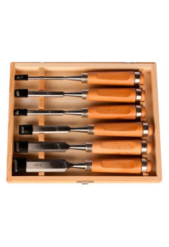 Набор стамесок-долот Зубр ЭКСПЕРТ, с деревянной ручкой, хромованадиевая сталь, 6; 10; 12; 16; 20; 25мм, 6шт 18096-H6