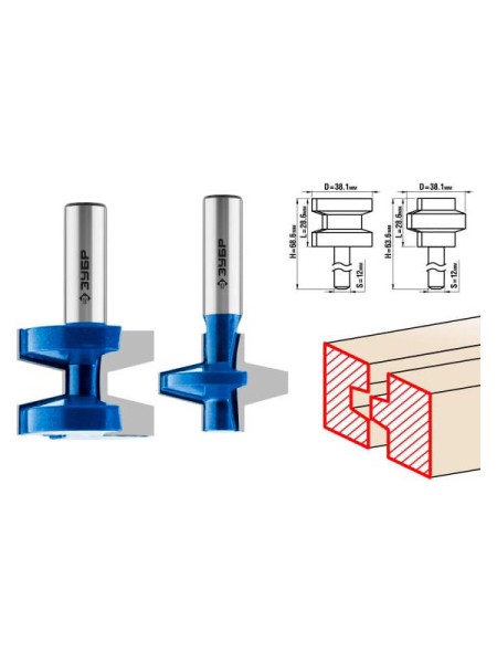 Набор фрез пазо-шиповых Зубр Профессионал 28731-38.1-H2