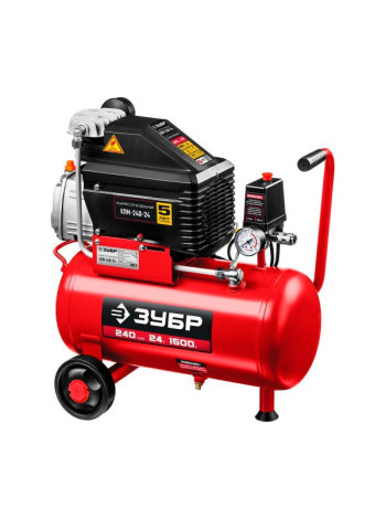 Воздушный масляный компрессор Зубр 240 л/мин, 24 л, 1500 Вт КПМ-240-24