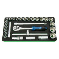 Ложемент с набором головок и аксессуаров СТАНКОИМПОРТ 1/2", 27 предметов TU-27