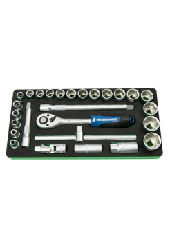 Ложемент с набором головок и аксессуаров СТАНКОИМПОРТ 1/2", 27 предметов TU-27