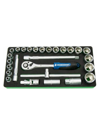 Ложемент с набором головок и аксессуаров СТАНКОИМПОРТ 1/2", 27 предметов TU-27