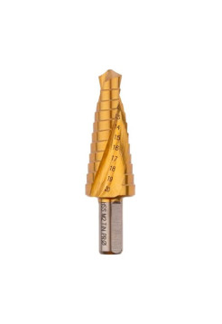 Сверло ступенчатое по стали (10-20 мм, 11 ступеней, HSS-G M2 TIN, хвостовик 10 мм) Профоснастка № 3317 30106017