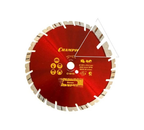 Диск алмазный универсальный 300х25,4х14 мм Champion ST Fast Gripper C1619