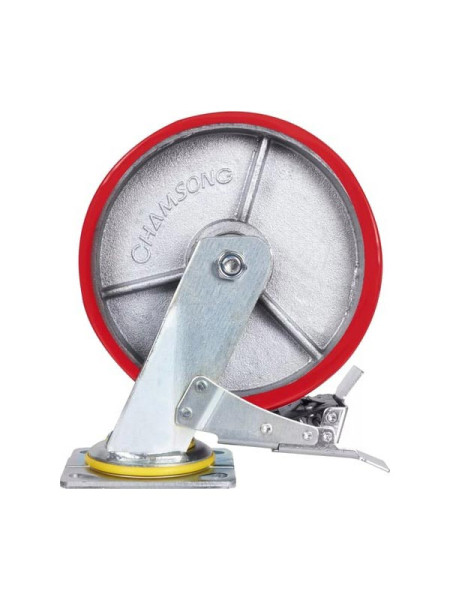 Большегрузное колесо с полиуретановой шинкой С-4102-DUS поворотное, с тормозом, г/п 1500 кг EURO-LIFT 00021782