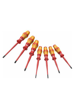 Набор VDE отверток Wera 160 iSS/7 Kraftform Plus Серия 100 с зауженным стержнем, 7 пр. WE-135961