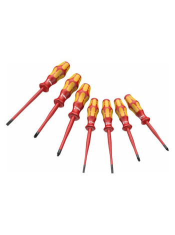 Набор VDE отверток Wera 160 iSS/7 Kraftform Plus Серия 100 с зауженным стержнем, 7 пр. WE-135961