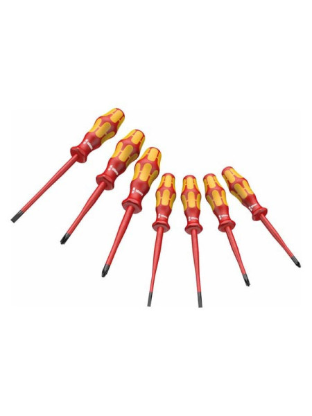 Набор VDE отверток Wera 160 iSS/7 Kraftform Plus Серия 100 с зауженным стержнем, 7 пр. WE-135961