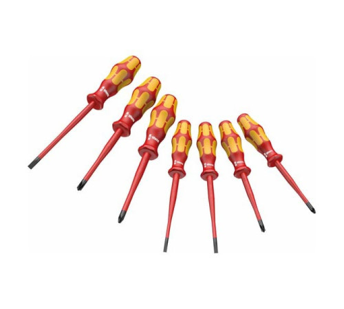 Набор VDE отверток Wera 160 iSS/7 Kraftform Plus Серия 100 с зауженным стержнем, 7 пр. WE-135961