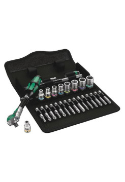 Набор инструмента Wera 8100 SA 9 Zyklop Speed трещотка 1/4, биты, головки, дюймовый, 28 пр. WE-004019