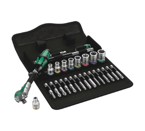 Набор инструмента Wera 8100 SA 9 Zyklop Speed трещотка 1/4, биты, головки, дюймовый, 28 пр. WE-004019
