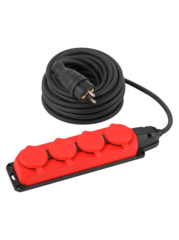 Силовой удлинитель ЭРА UK4e3x1,520mIP44(KG) с заземлением, 4 розетки, каучук, 20м, КГ 3x1,5мм2 IP44 Б0057587