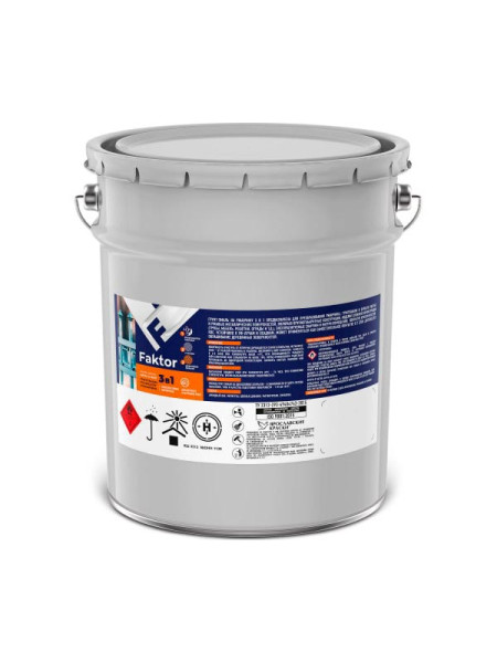 Грунт-эмаль ЯРОСЛАВСКИЕ КРАСКИ FAKTOR на ржавчину 3 в 1, зеленая, барабан 20 кг 215156