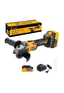 Бесщеточная углошлифовальная машина DEKO DKAG, 20В, 2х4.0 Ач 063-2153