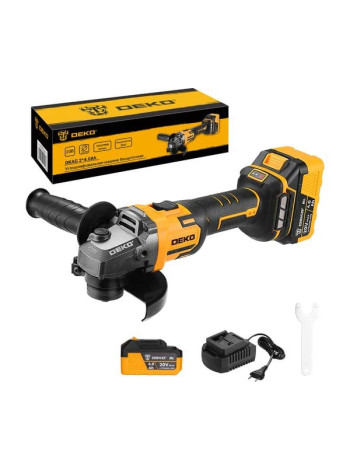 Бесщеточная углошлифовальная машина DEKO DKAG, 20В, 2х4.0 Ач 063-2153