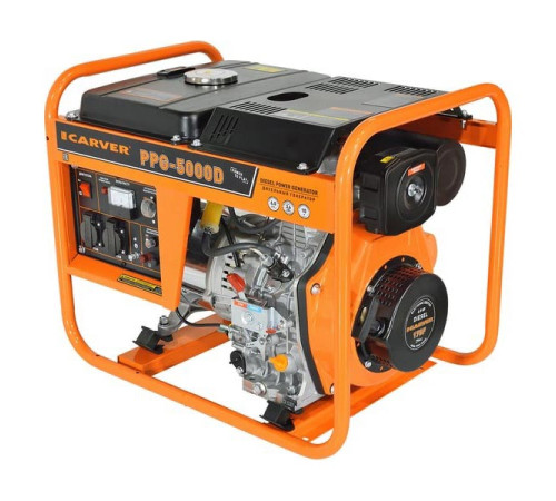 Генератор Carver PPG - 5000D дизель (LT-178F, 3,3/3,6 кВт, 220В, бак12.5л, медь) (12 шт/пал) 01.020.00050