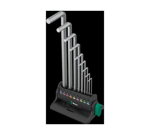 Набор Г-образных ключей Wera 950/9 Hex-Plus 8 метрические размеры, с хромированным корпусом, 9 пр. WE-022102