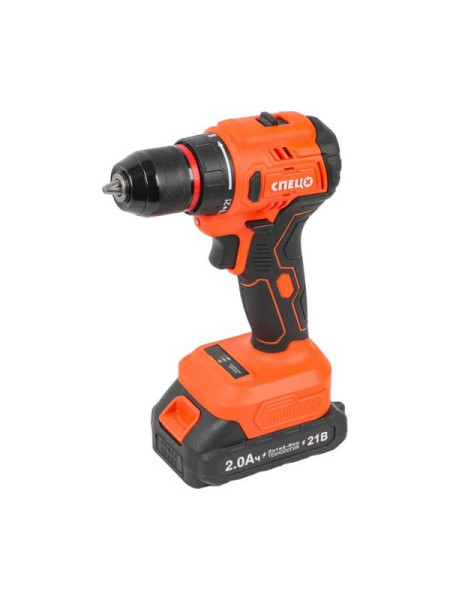 Дрель аккумуляторная Спец БДА-21-Б, (бесщеточный двигатель),21В,2аккум *2,0Ач, Ли-Ион, 0-450/0-1500об/мин,60Нм,реверс,21+1,рег..момента,металл.патрон 10мм,блок.шпинделя,инд.батареи,подсведка,зарядка 4ч,кейс + перчатки Спец-4131/ВС-136-0272