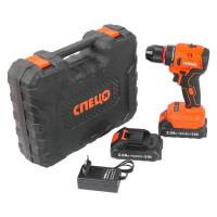 Дрель аккумуляторная Спец БДА-21-Б, (бесщеточный двигатель),21В,2аккум *2,0Ач, Ли-Ион, 0-450/0-1500об/мин,60Нм,реверс,21+1,рег..момента,металл.патрон 10мм,блок.шпинделя,инд.батареи,подсведка,зарядка 4ч,кейс, цв.кор Спец-4131