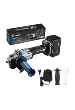 Углошлифовальная машина бесщеточная DEKO DKAG20 PRO, 20В, 1_6.0Ач 085-1073