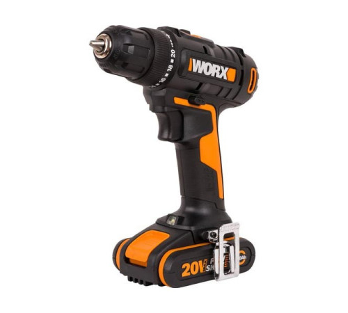 Дрель-шуруповерт аккумуляторная WORX 20В, 2Ач х2, ЗУ 0,4А, сумка WX100.2