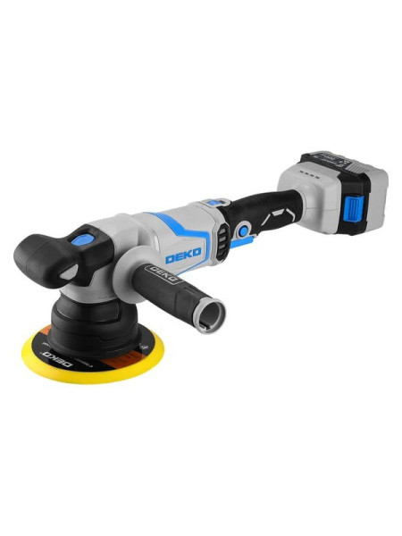 Полировальная аккумуляторная орбитальная шлифмашина DEKO DKCP20DA PRO бесщеточная, в кейсе, 150 мм, 20В, 1x5.0Ач 085-1066