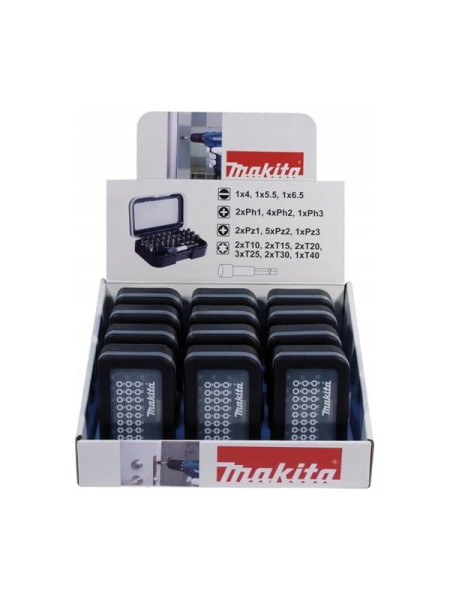 Набор бит с держателем 12 шт, в наборе 30 бит и держатель Makita D-30667-12