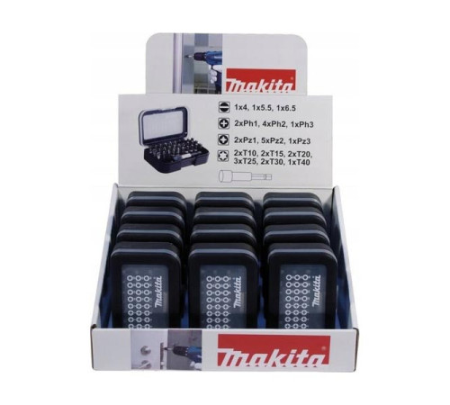 Набор бит с держателем 12 шт, в наборе 30 бит и держатель Makita D-30667-12