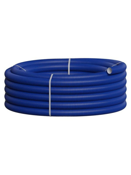 Вентиляционная труба гибкая двустенная для воздуховода Экопласт (ПНД), антистатическая и антибактериальная D75мм, цвет синий (50м) 803075BU