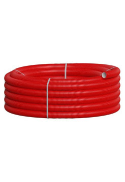 Вентиляционная труба гибкая двустенная для воздуховода (ПНД), антистатическая и антибактериальная D75 мм, цвет красный, 50 м Экопласт 803075RD