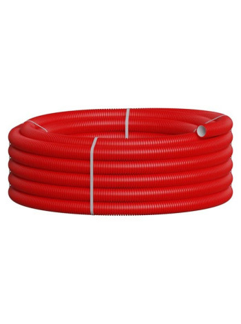 Вентиляционная труба гибкая двустенная для воздуховода (ПНД), антистатическая и антибактериальная D75 мм, цвет красный, 50 м Экопласт 803075RD