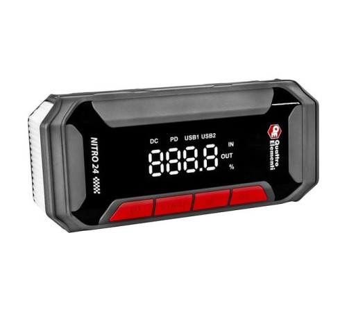 Пусковое устройство QUATTRO ELEMENTI Nitro 24 (12В, 24000 мАч, 2000 А, Type-C, USB-A, дисплей, фонарь 919-272