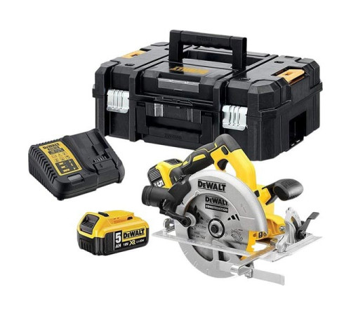 Аккумуляторная дисковая пила Dewalt DCS570P2, 18 В, 184 мм, 5500 об/мин, с 2 АКБ 5 Ач и ЗУ, в кейсе TSTAK DCS570P2-QW