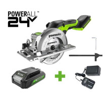 Дисковая мини пила GreenWorks G24MCS, 24V, б/щет, диск 120x9.5мм, 6500об/мин, рез 39мм, 1x2Ач, ЗУ, коробка 1501207VUA