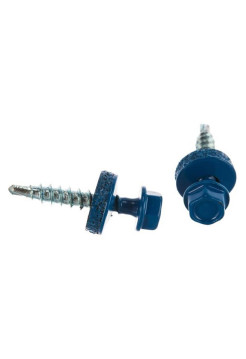 Саморезы Зубр для крепления кровельных материалов к деревянной обрешетки, цвет RAL 5005 синий насыщенный, оцинкованный, 4,8x29мм, 2500шт 4-300310-48-029-5005