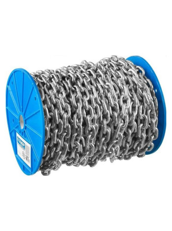 Короткозвенная цепь Зубр DIN 766 оцинкованная сталь, d=5мм, L=45м 4-304050-05