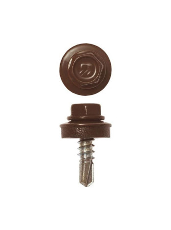 Саморезы Зубр для крепления кровельных материалов к деревянной обрешетке, цвет RAL 8017 шоколадно-коричневый, оцинкованный, 5,5x25мм, 1800шт 4-300310-55-025-8017