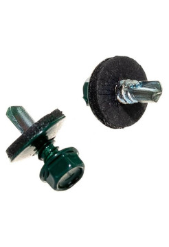 Саморезы Зубр для крепления кровельных материалов к деревянной обрешетке, цвет RAL 6005 зеленый насыщенный, оцинкованный, 5,5x19мм, 2500шт 4-300310-55-019-6005