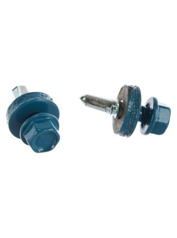 Саморезы Зубр для крепления кровельных материалов к деревянной обрешетке, цвет RAL 5009 небесно-голубой, оцинкованный, 5,5x19мм, 2500шт 4-300310-55-019-5009