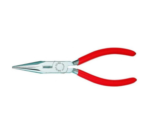 Длинногубцы KNIPEX  с реж. кромк. радиомонтаж., полукругл. прям. губки,  хром, 1К ручки KN-2503125