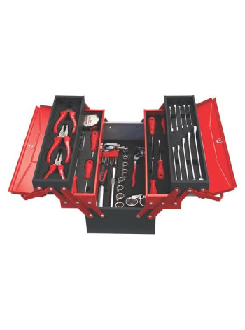 Раскладной ящик с инструментами для механиков IZELTAS металлический, 63 предмета, 190х420х200 8420005063