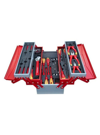 Раскладной ящик с инструментами IZELTAS для электриков, металл, 46 предметов 190х420х200 8420005046