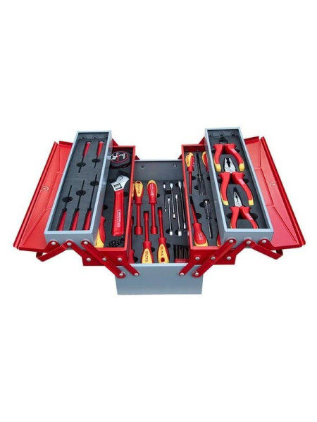 Раскладной ящик с инструментами IZELTAS для электриков, металл, 46 предметов 190х420х200 8420005046