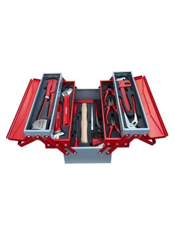 Раскладной ящик с инструментами для сантехников IZELTAS металлический, 28 предметов, 190х420х200 8420005028
