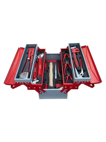 Раскладной ящик с инструментами для сантехников IZELTAS металлический, 28 предметов, 190х420х200 8420005028