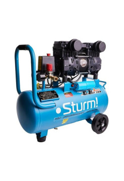 Компрессор Sturm безмасляный, бесшумный, профессионал, 1500Вт, 24 л, 2600 об/м, 240л/м, 8б AC93224OL