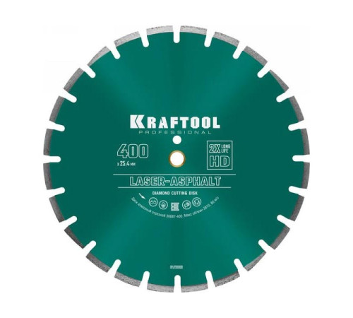 Диск алмазный отрезной по асфальту KRAFTOOL LASER-ASPHALT (400х25.4 мм) 36687-400