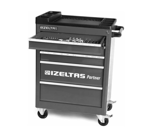 Инструментальная тележка IZELTAS PARTNER черная, с инструментами, 5 ящиков 8235007121