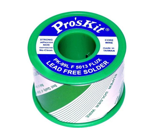 Бессвинцовый припой PK-99L08F 0.8 мм, 0.25 кг, Sn99.3/0.7Cu (5013 флюс безотмывочный RMA) ProsKit С00040232