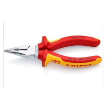 Комбинированные остроконечные плоскогубцы KNIPEX с удлинёнными губками VDE, 145 мм, хром, 2-комп ручки, SB KN-0826145SB